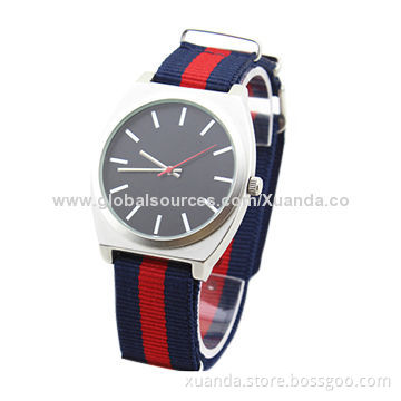 Metal watches manufacturer, metal case and nylon strap Japan movement quartz
